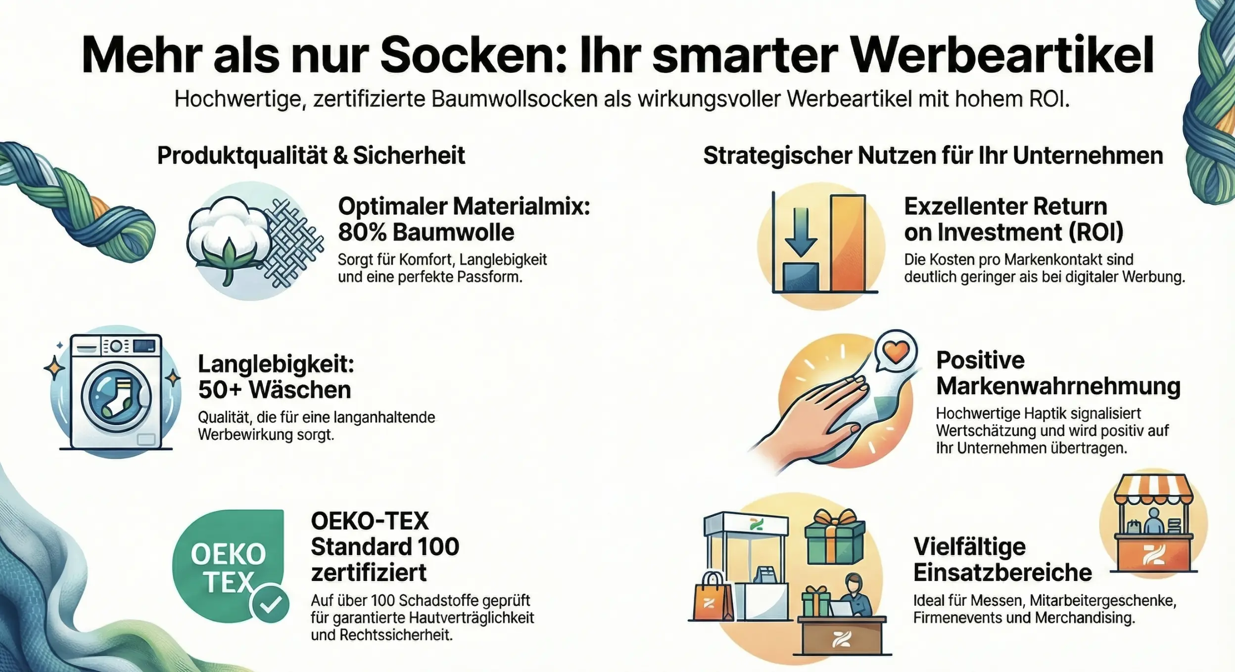 Hochwertige Baumwollsocken mit OEKO-TEX Zertifizierung - der smarte Werbeartikel mit optimalem ROI