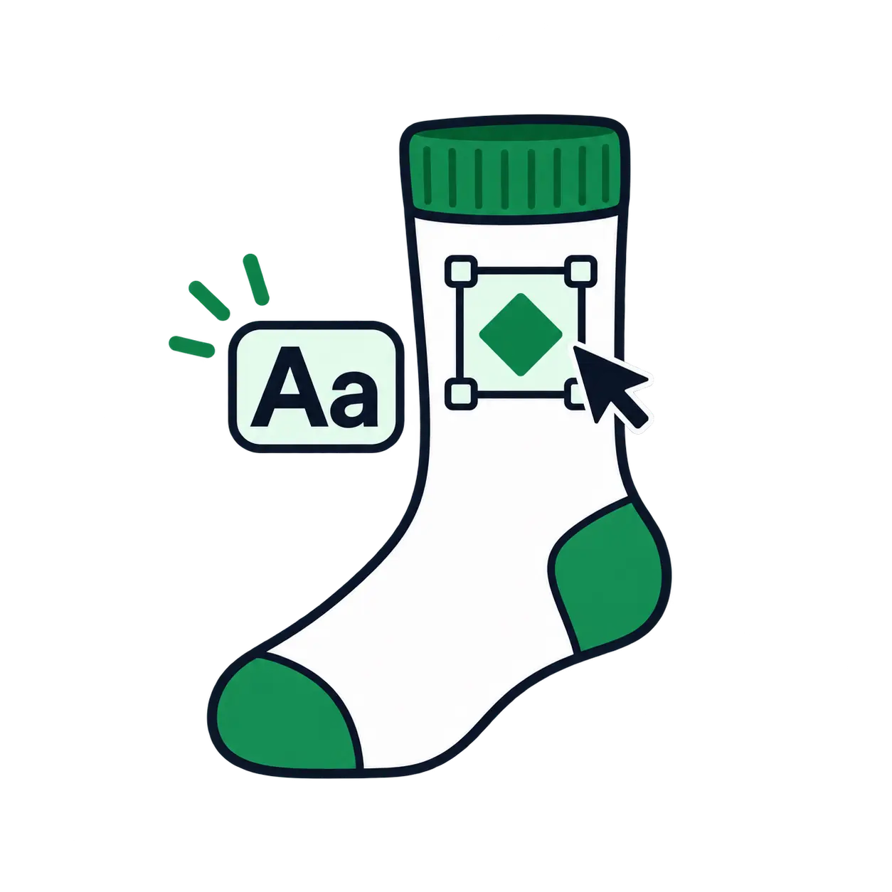 Placing logo and text on socks
