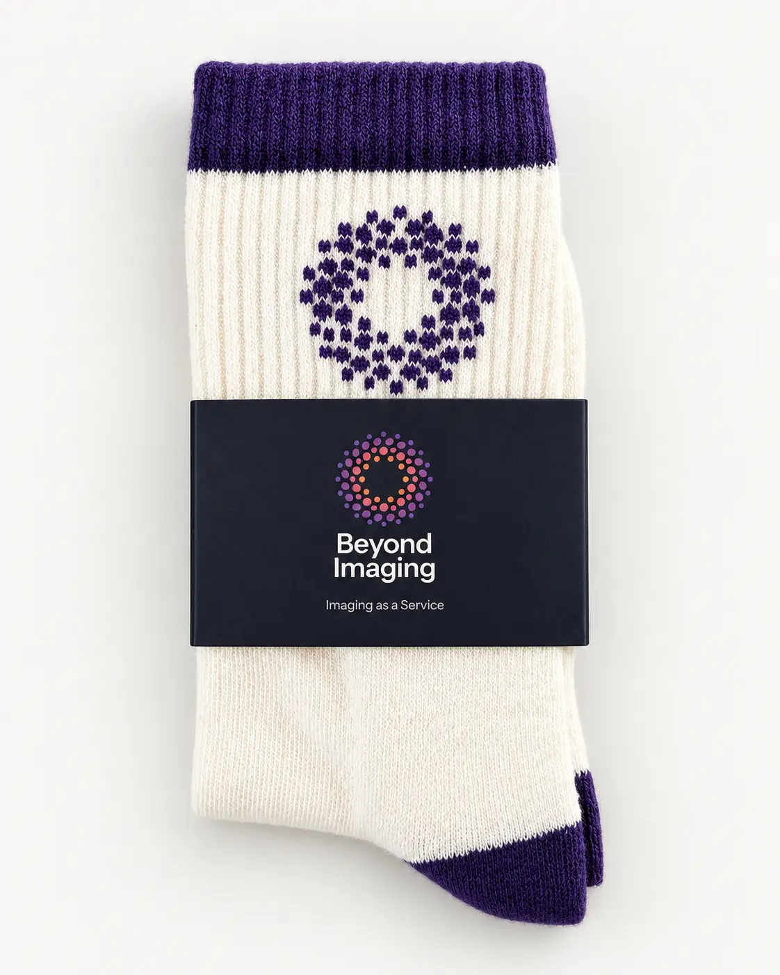 Sportsocken mit bedruckter Banderole und Firmenlogo
