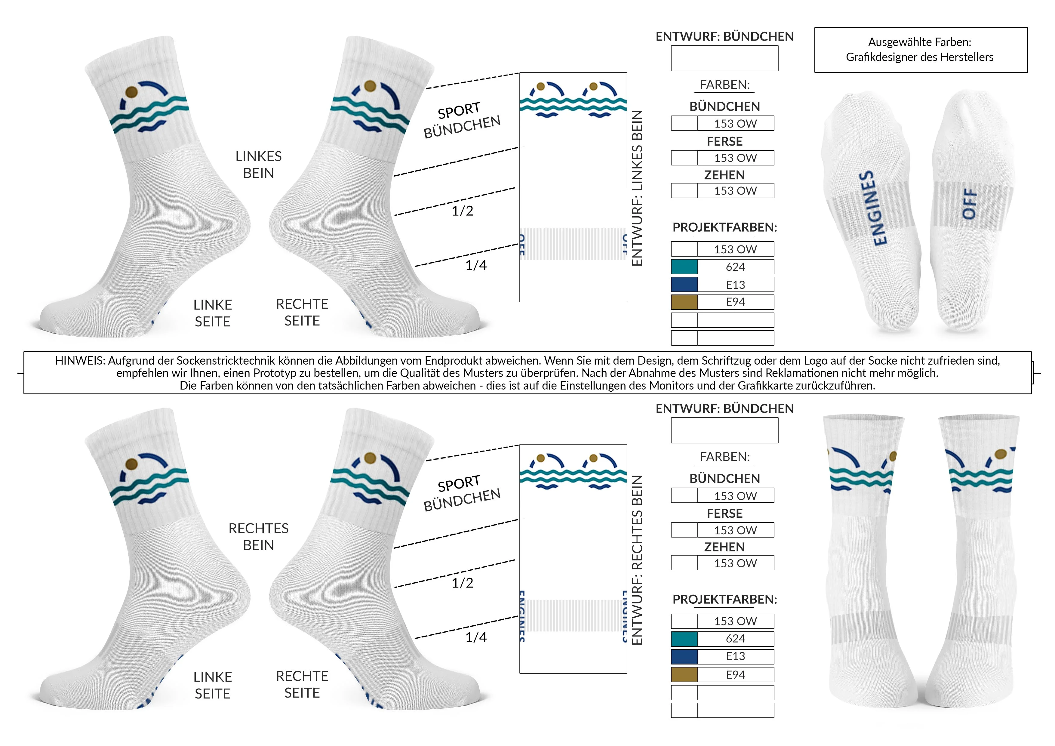 3D-Design Beispiel für Reiseunternehmen Socken mit Logo