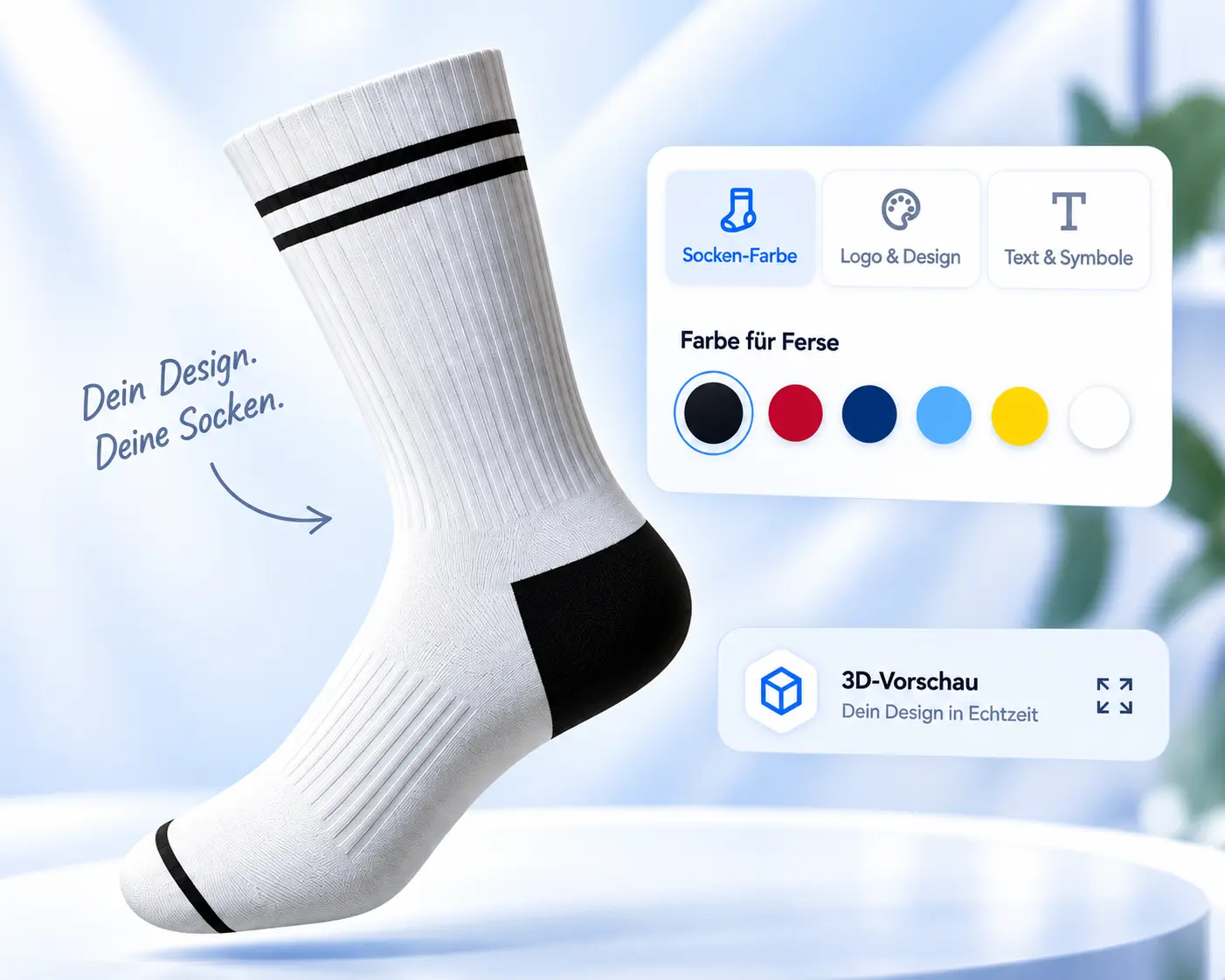 Socken selbst gestalten im 3D-Konfigurator von Logosocke