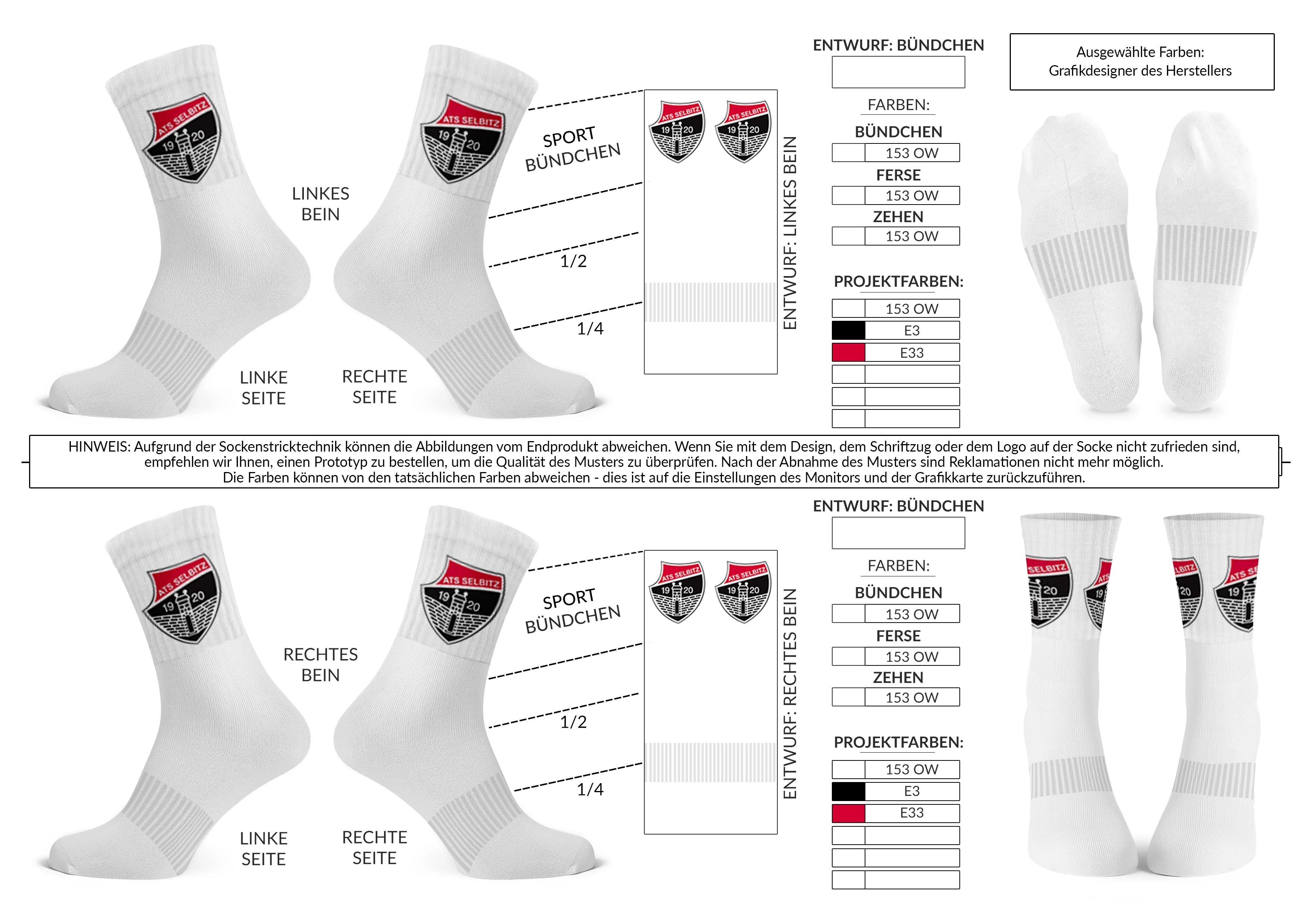 Tennissocken Bestickungsprozess