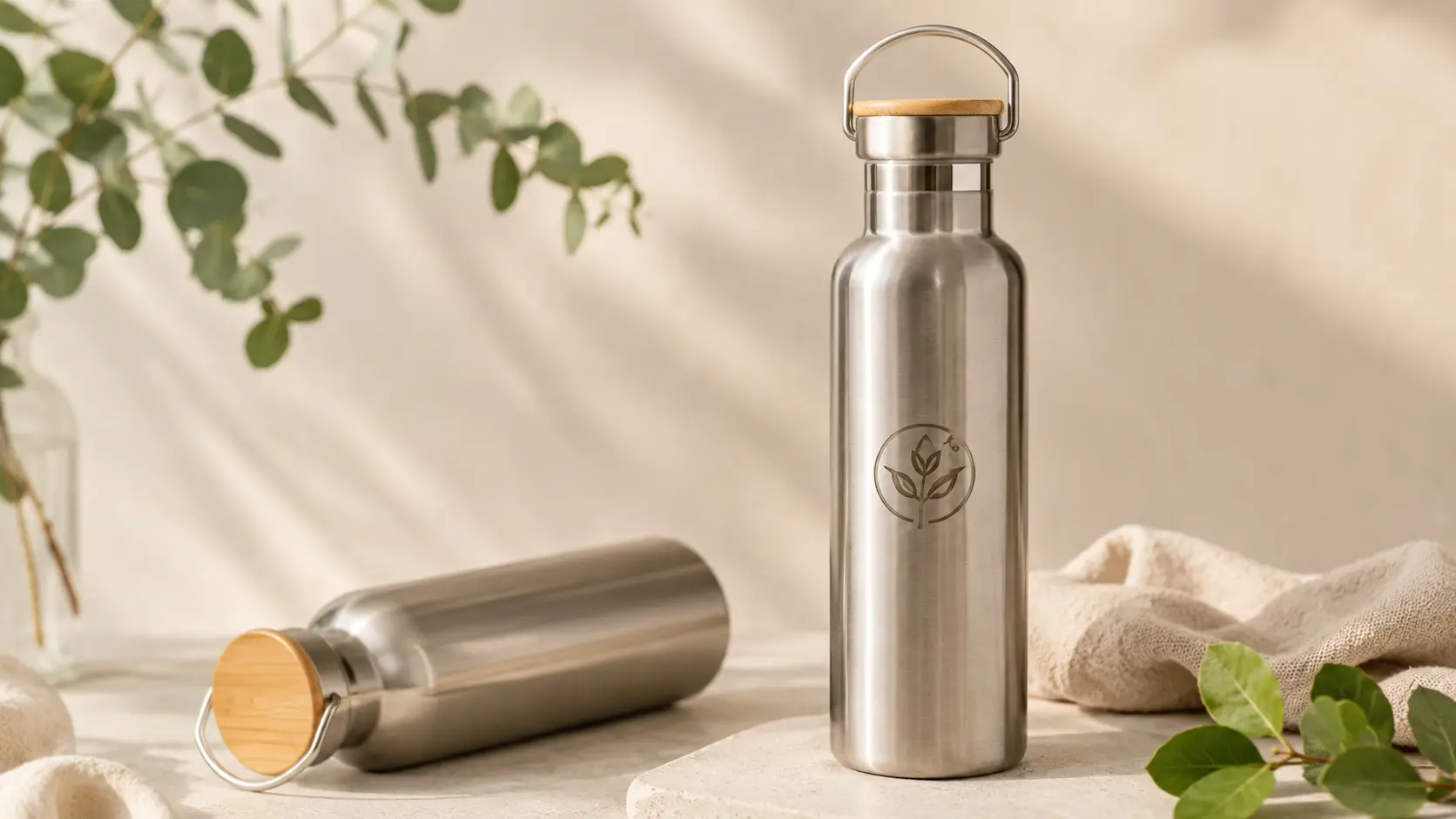 Edelstahl-Trinkflasche mit Gravur als nachhaltiges Werbegeschenk